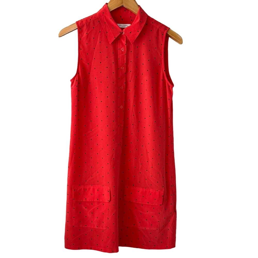 Equipment 100% Silk Button Down Sleeveless Coral Silk Shift Dress Womens size XS